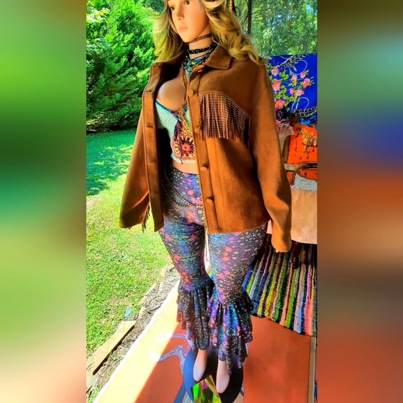 Suede Fringe Jacket size XL - Picture 1 of 6